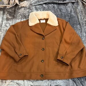 Old Navy Brown Pea Coat with Cream Collar